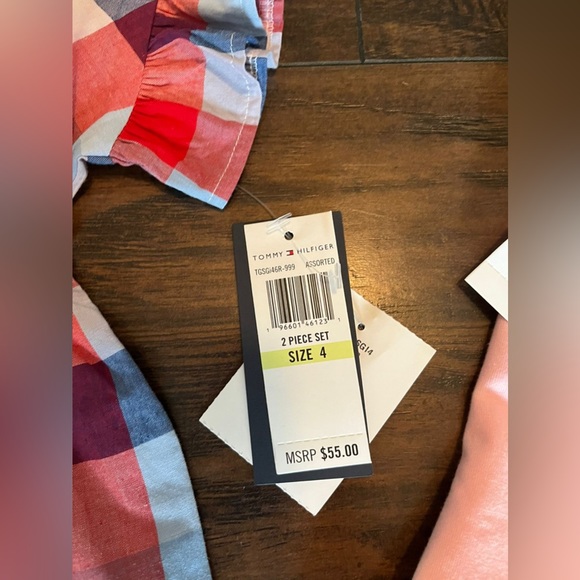 NWT TOMMY HILFIGER Little Girls Ruffle-Sleeve Plaid Tunic & Legging Set - Picture 3 of 3